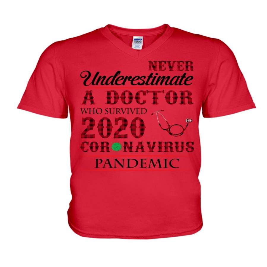 Never Underestimate A 2020 Doctor For Personalized Career Gift Guys V-Neck