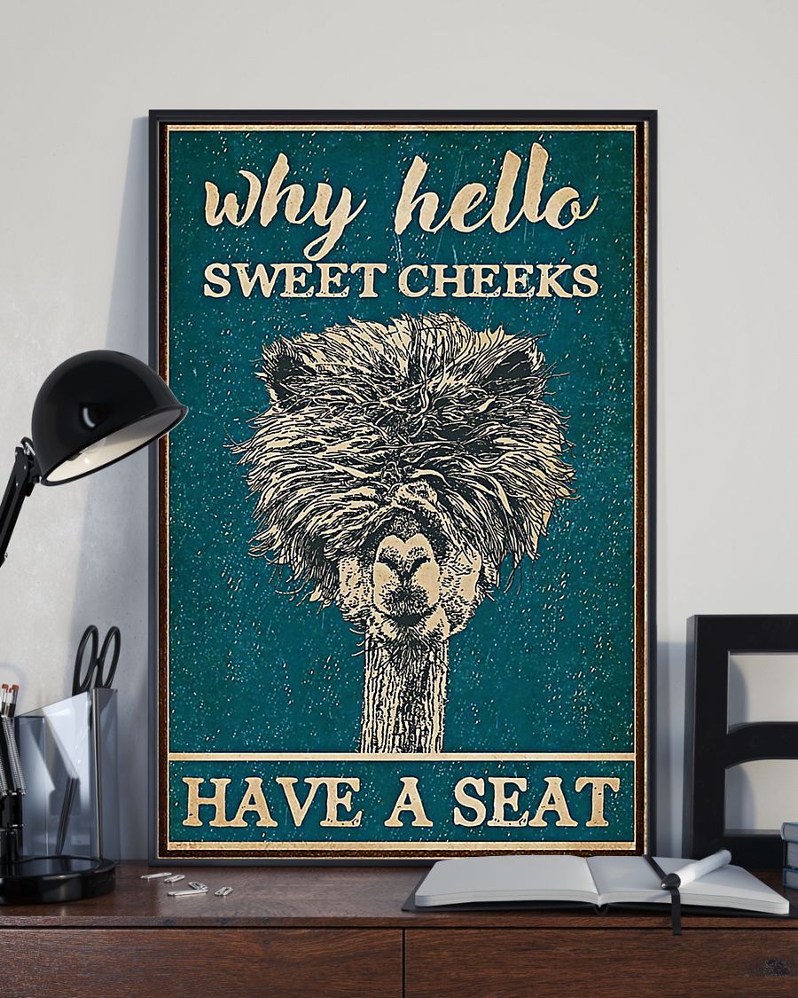 Alpaca Why Hello Sweet Cheeks Have A Seat Vertical Canvas And Poster | Wall Decor Visual Art