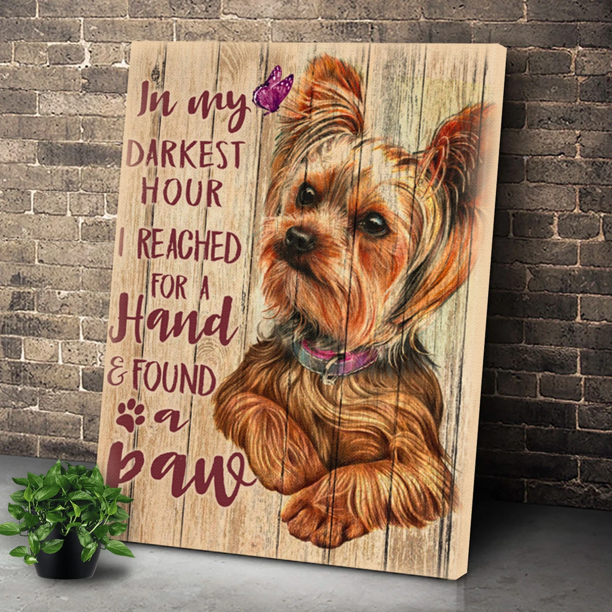 Yorkie Dog Found A Paw – Matte Canvas