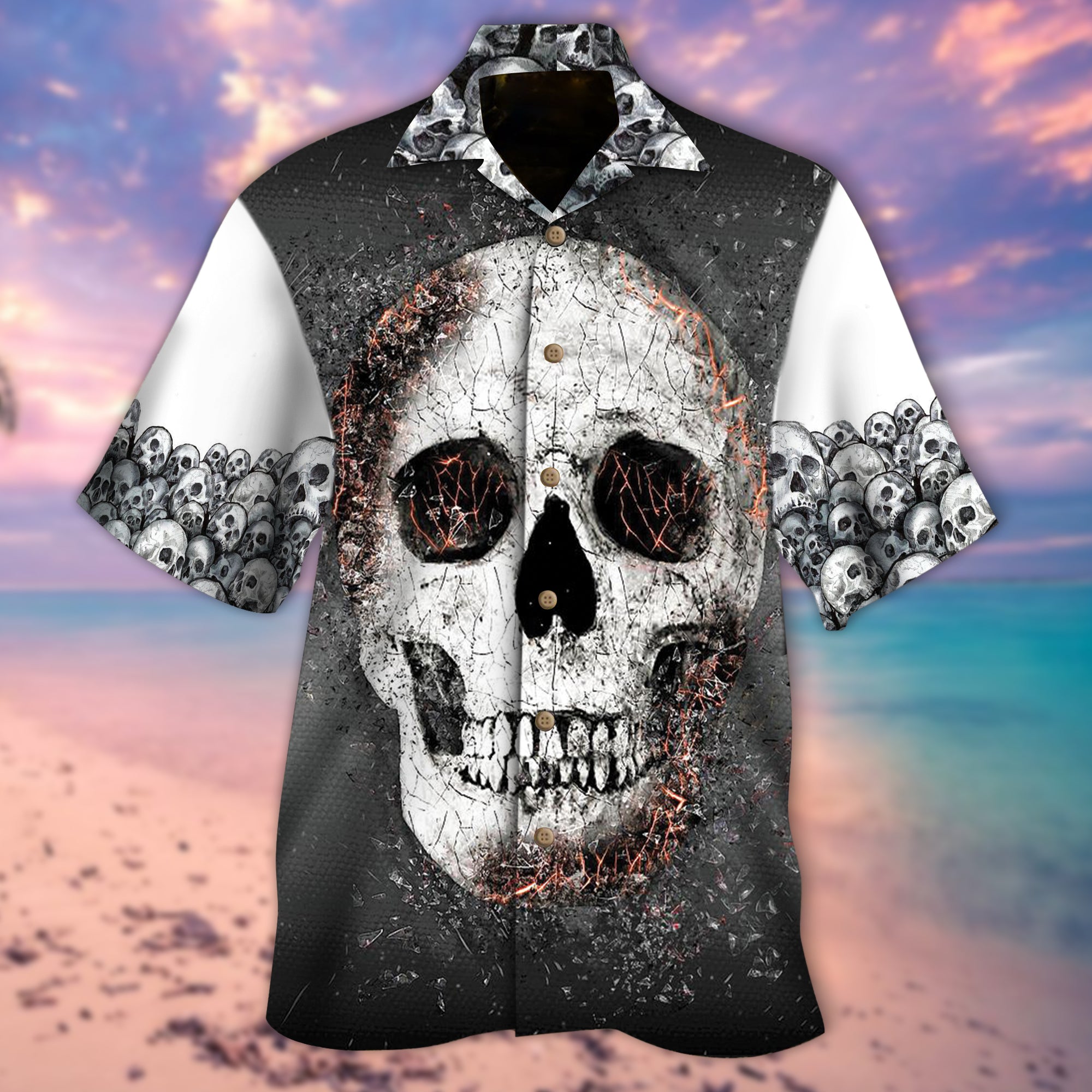 White Skull Hawaiian Shirt – Mc055