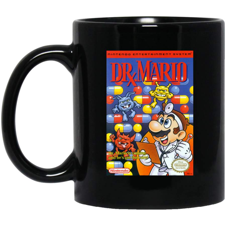 Super Mario Dr Mario Retro NES Game Cover Poster Coffee Mug