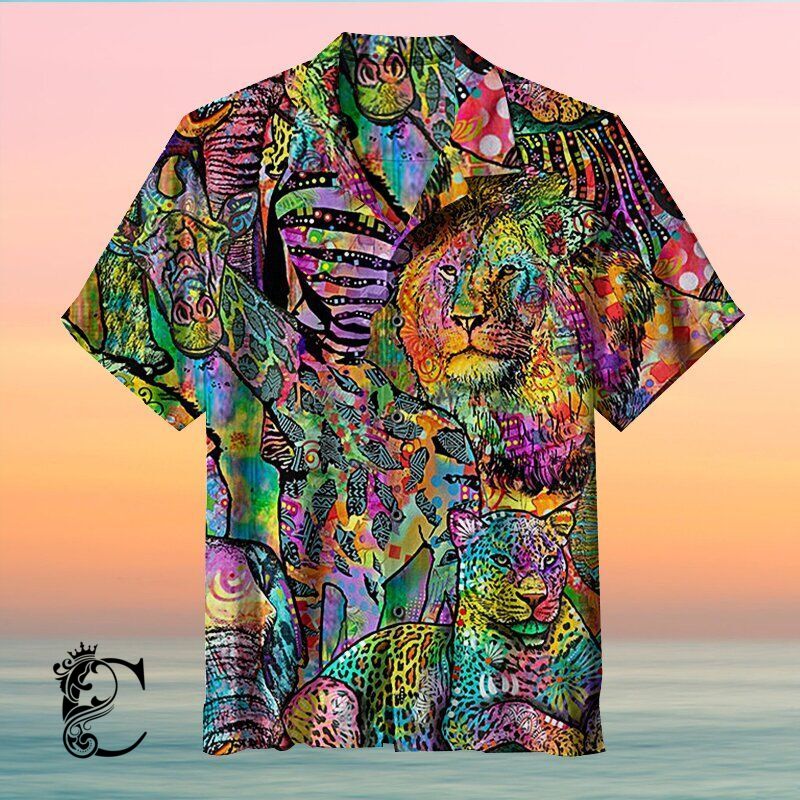 Colorful Jungle King Of Tigers Unisex Hawaiian Shirts