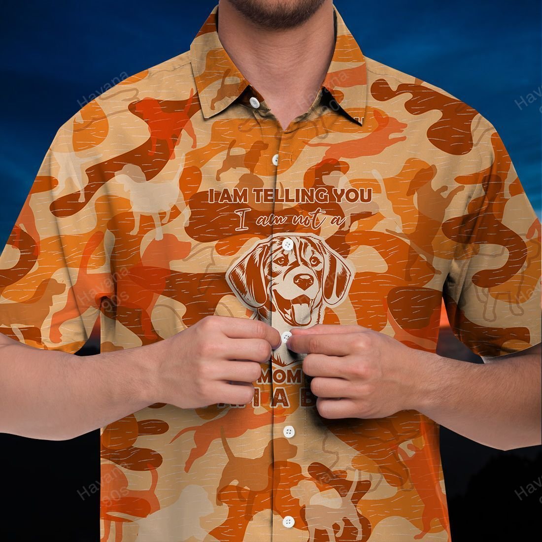 Beagle Hawaiian Shirt Orange Camo