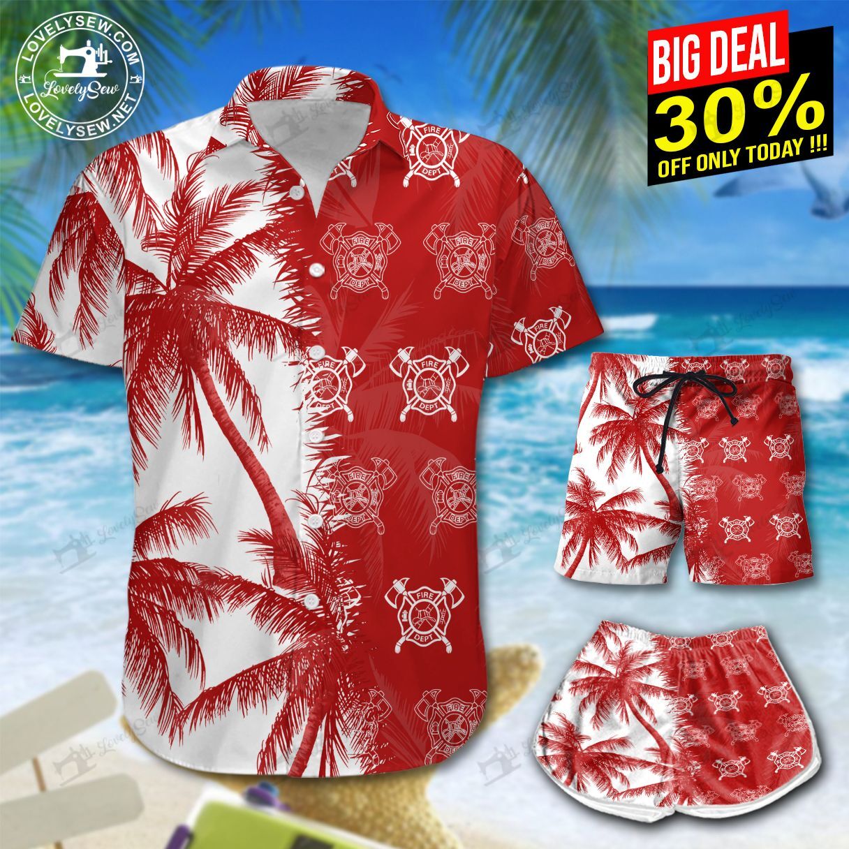 Firefighter Hawaiian Shirt Shorts Ha32858