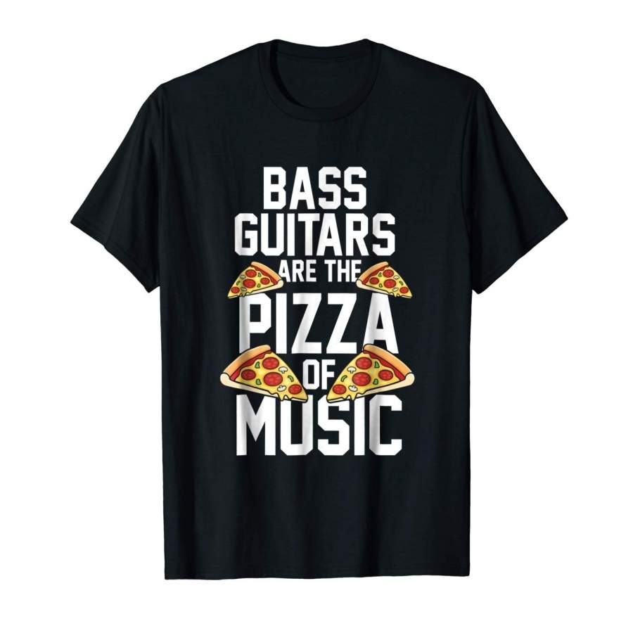 Pizza Of Music – Bass Guitar T-Shirt Men Fashion Cotton T Shirt