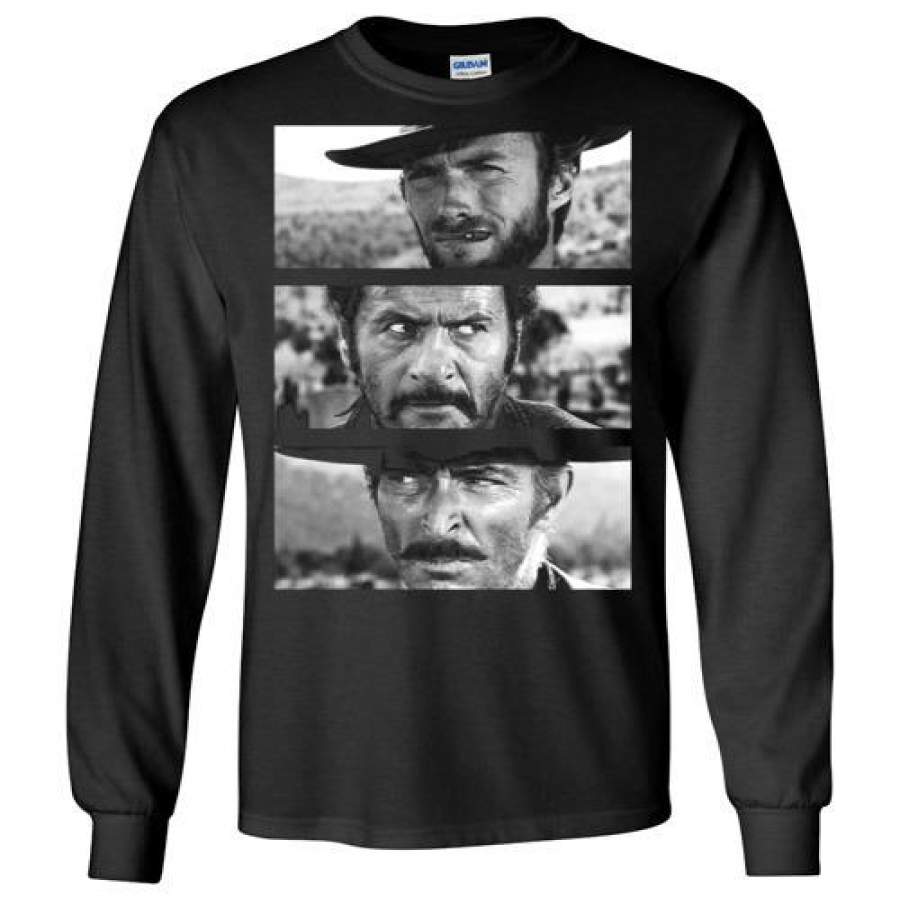 Clint Eastwood,Sergio Leone, Spaghetti Western,The Good, the Bad and the Ugly,v4,Gildan Long Sleeve T-Shirt