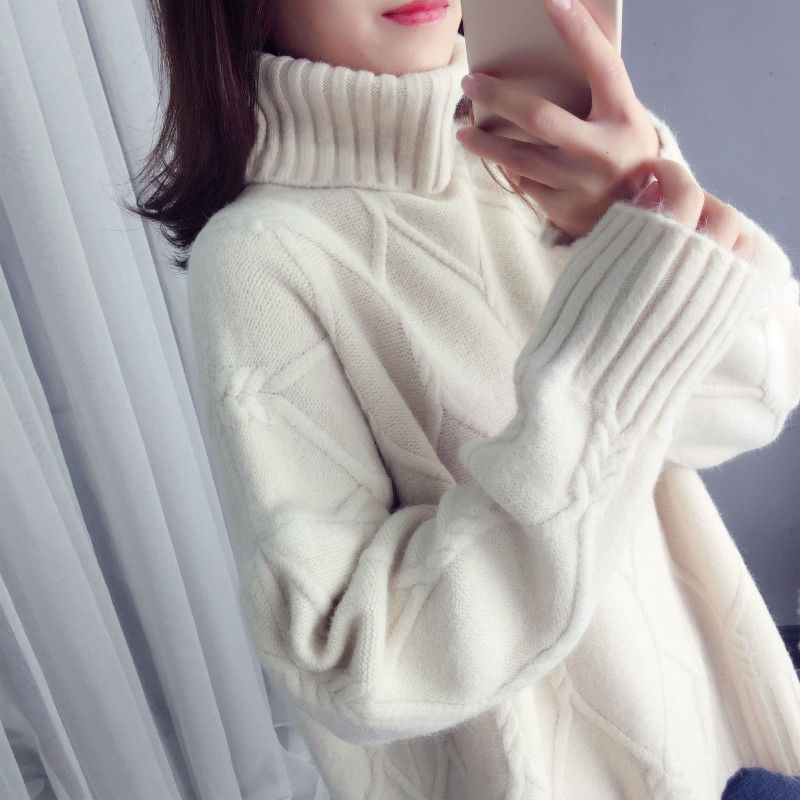 Sweater Women 2022 New Loose Fashion Lady Style Autumn and Winter Pullover Sweater Knitted Outer Wear High Neck Bottoming Top alx