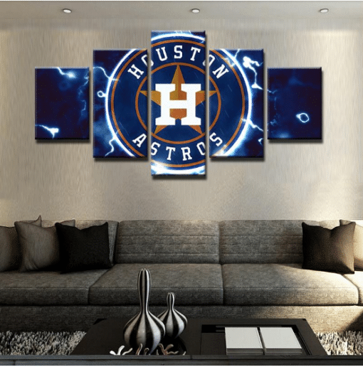 Houston Astros Team Baseball Sport 5 Panel Canvas Art Wall Decor