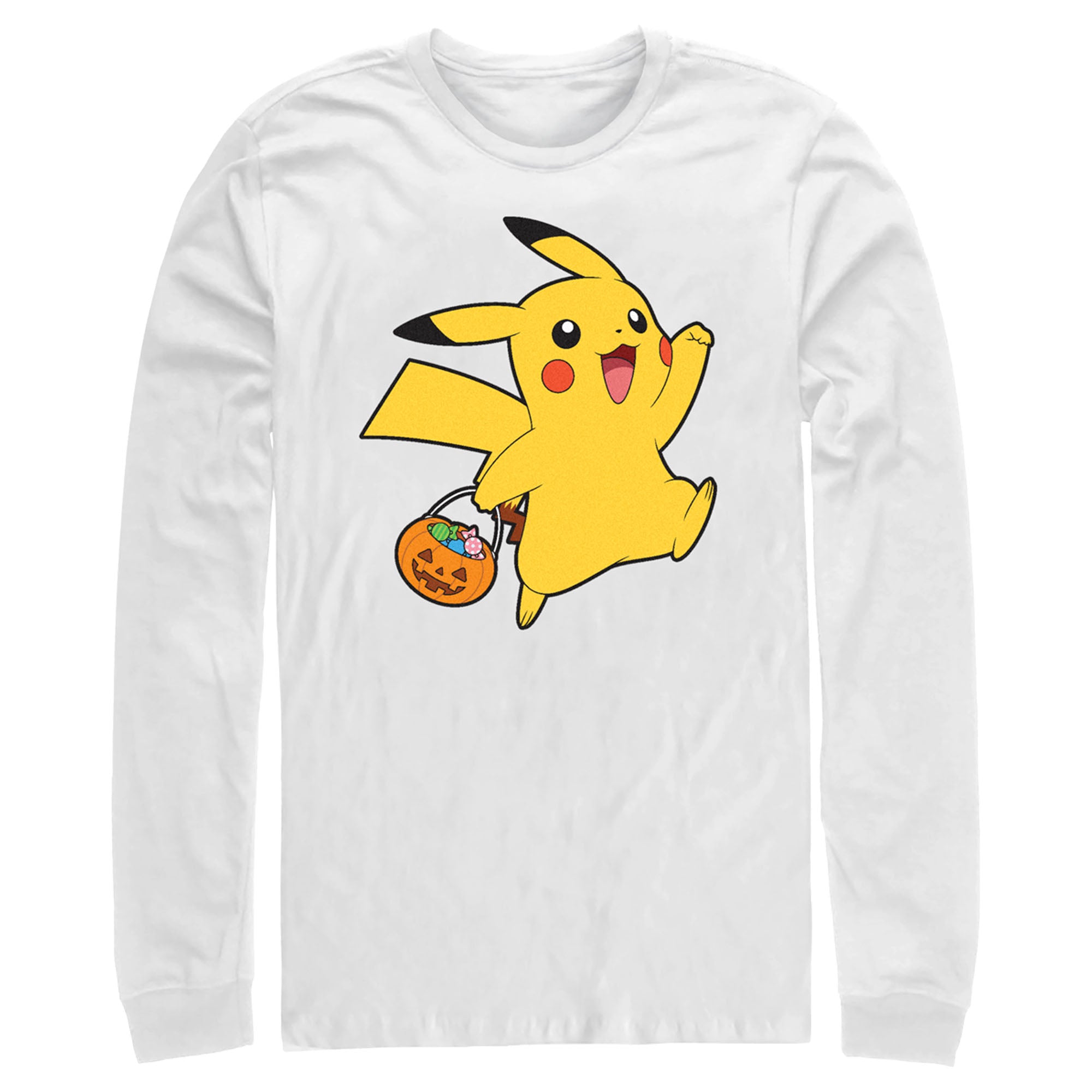 Men’S Pokemon Halloween Trick-Or-Treating Pikachu Long Sleeve Shirt