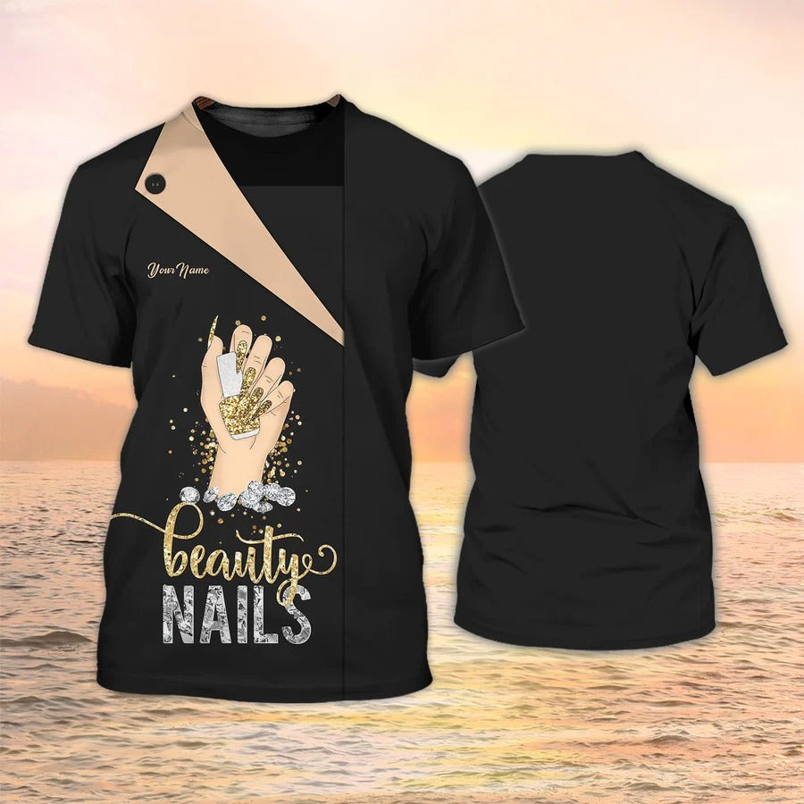 Nail Salon Uniform Nail Technician Personalized 3D Shirt Beauty Nails