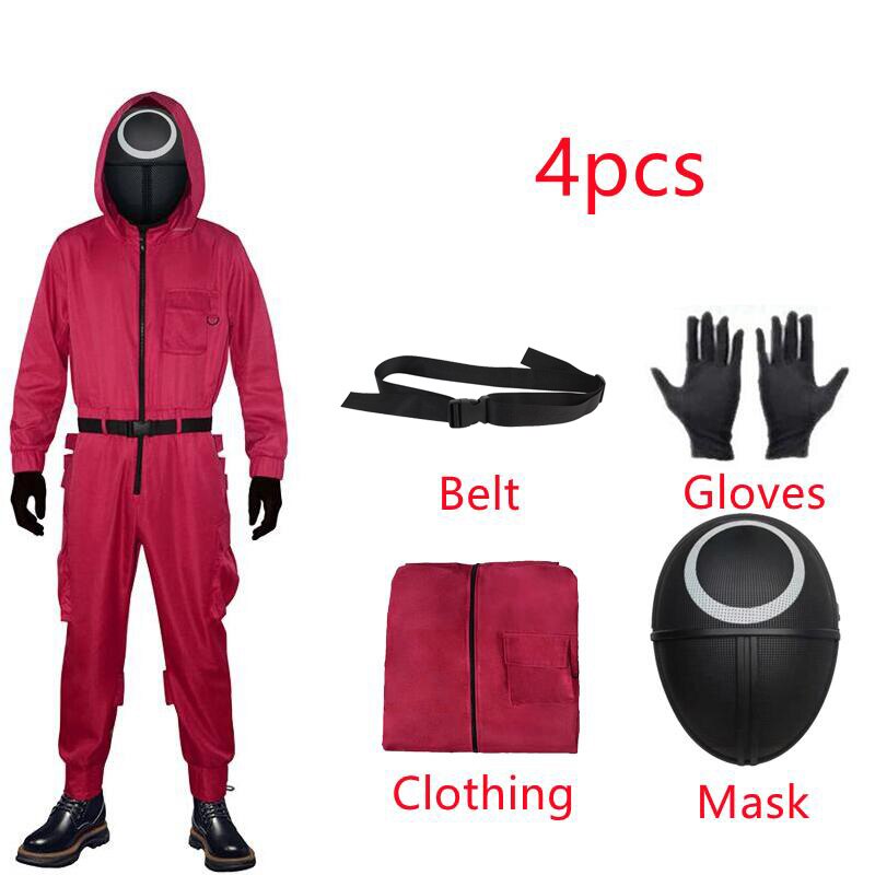 Squid Game Cosplay Squid Costume Square Circle Triangle Guard Jumpsuit Plastic Mask Helmet Halloween Party Costume alx