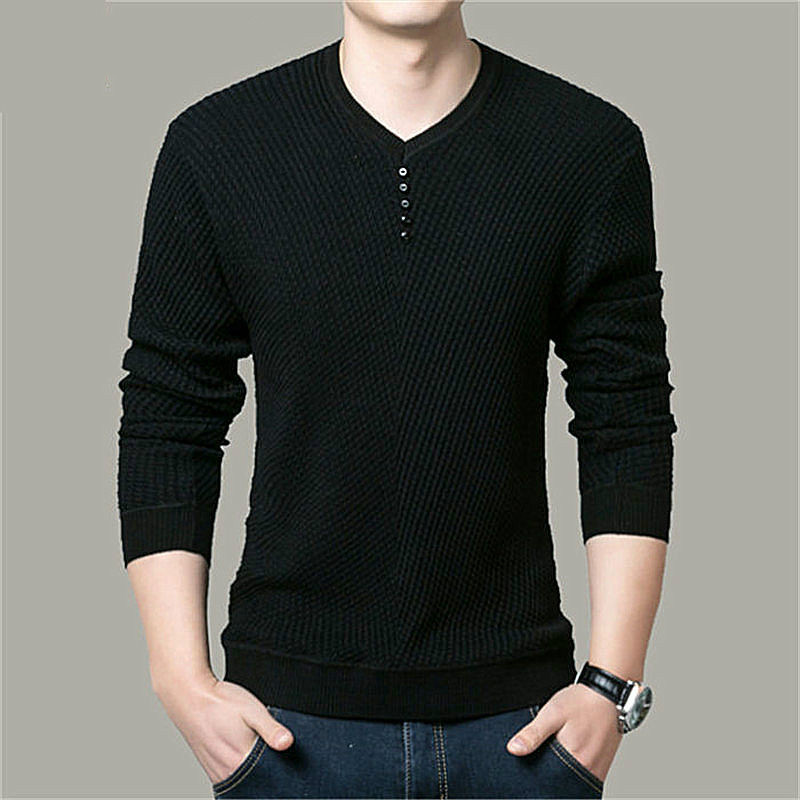 Spring Autumn Sweaters Pullover Men V Neck Men Sweater Casual Long Sleeve Brand Mens Slim Fit Knitted Sweaters Pullovers alx