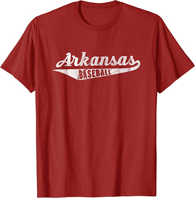 Arkansas Baseball Script Vintage Distressed T-Shirt