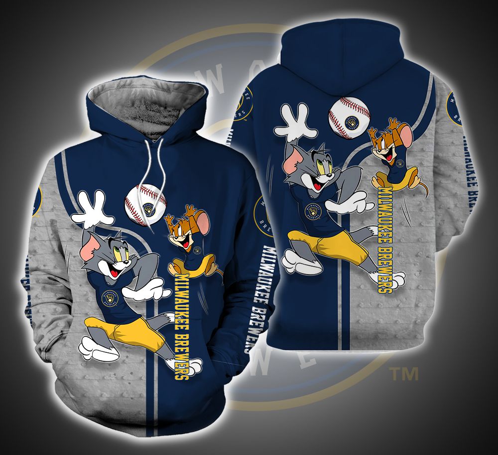 Milwaukee Brewers Ft. Tom and Jerry 3D Printed Hoodie