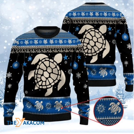 Merry Xmas Awesome Sea Turtle Winter Gift For Christmas Party Ugly Christmas Sweater