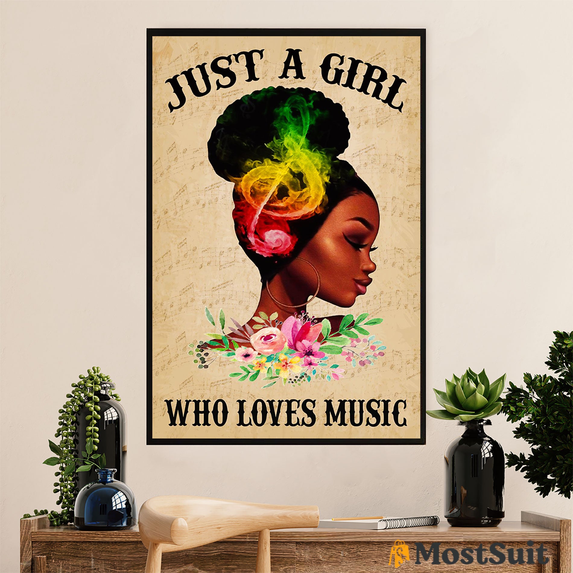 African American Afro Poster | Gift For Black Girl | Juneteenth Day Room Wall Art – Girl Loves Music