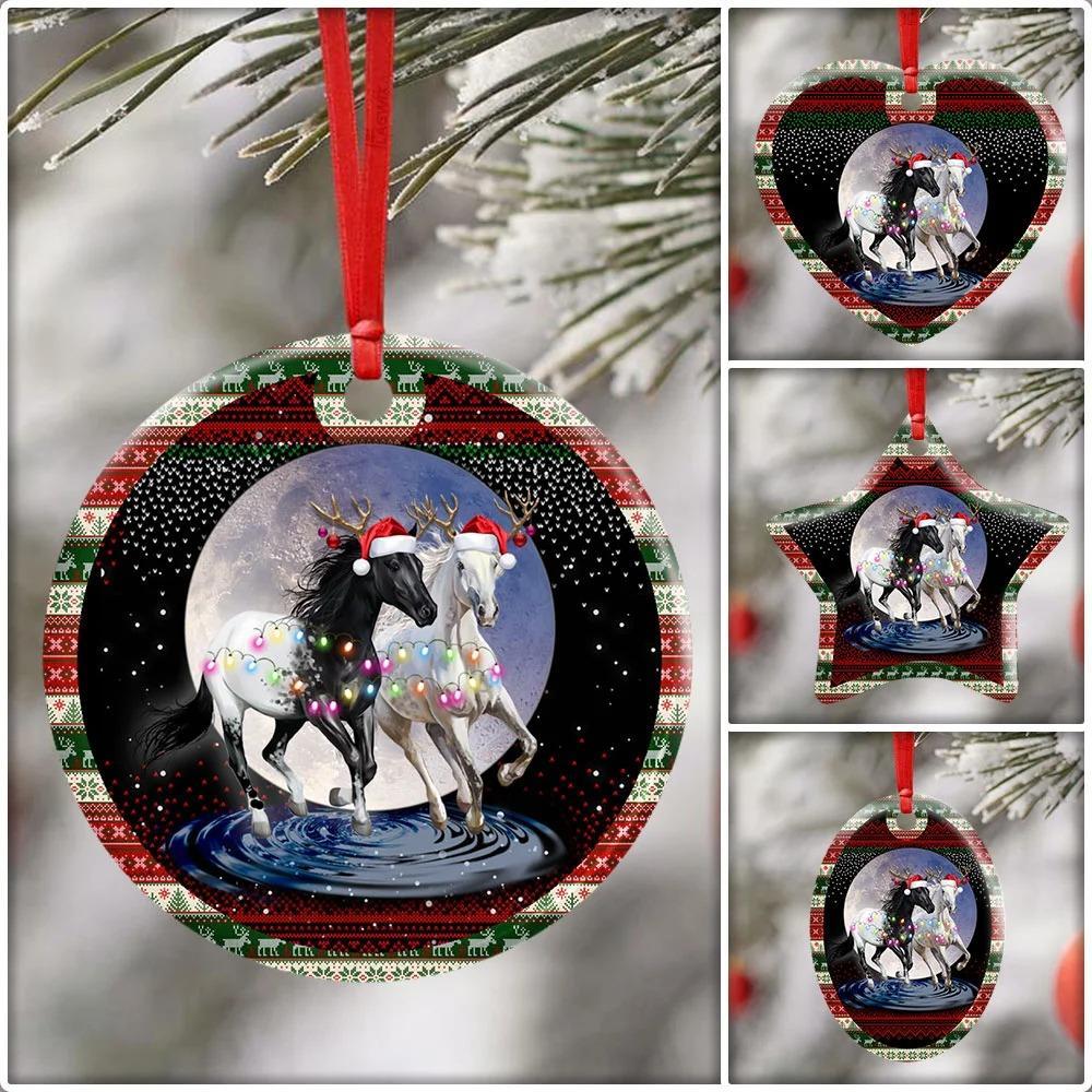 Running Horses Christmas Ceramic Ornament Christmas Home Decor