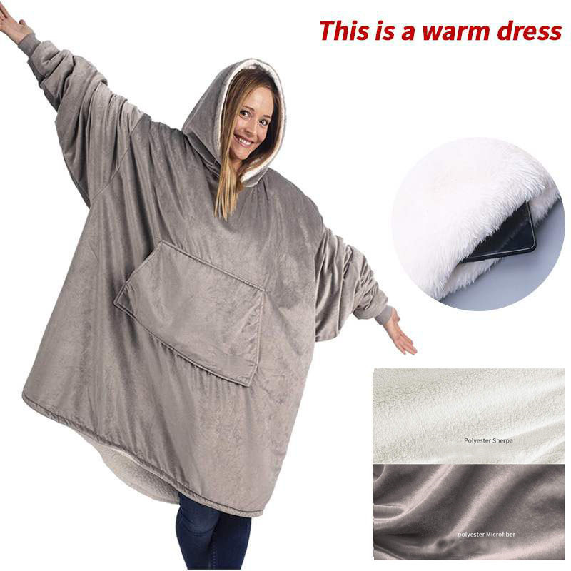 TV Blanket Giant Hoody Winter Oversized Hoodies Women Men Warm with Sleeves Pocket Flannel Plush Thick Sherpa Long Sweatshirt alx