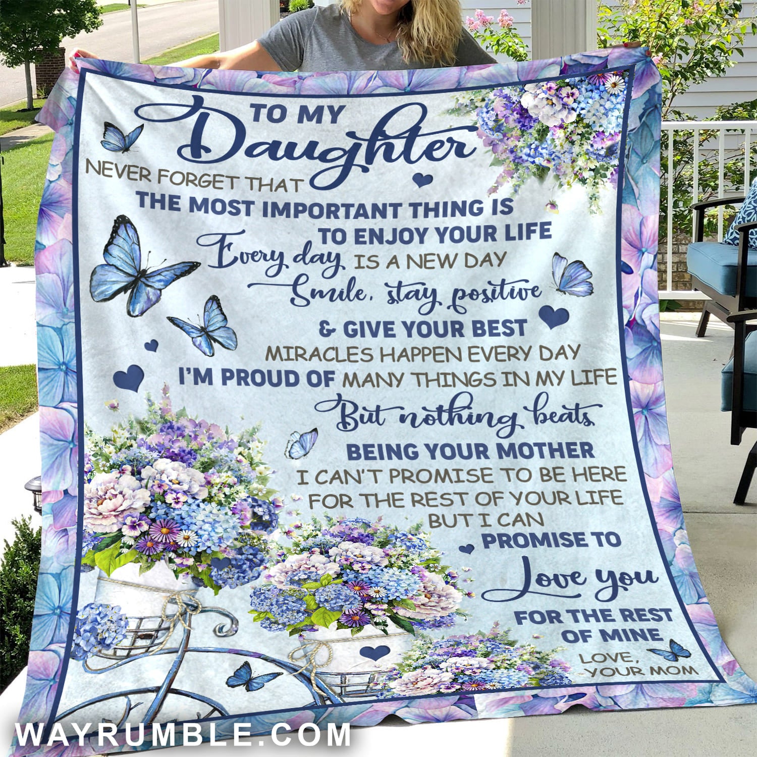 Mom To Daughter – Bicycle Carrying Flower – The Most Important Thing Is To Enjoy Your Life – Blanket