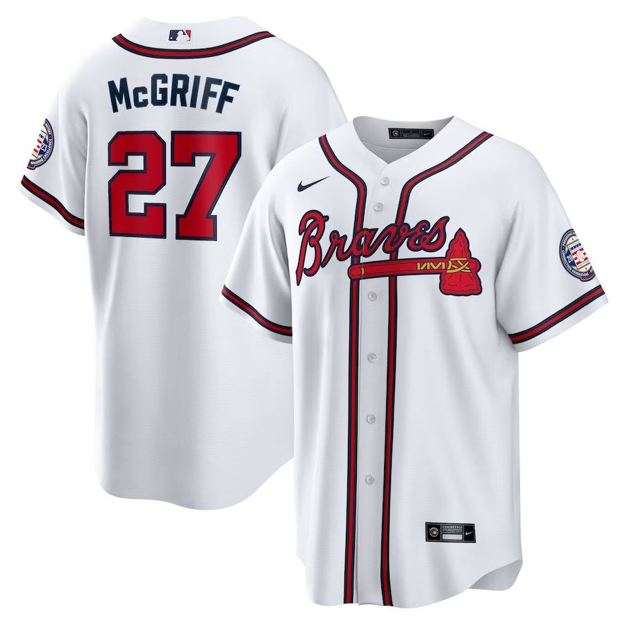 Atlanta Braves #27 Fred Mcgriff 2023 Hall Of Fame Patch Inline Replica Jersey – White