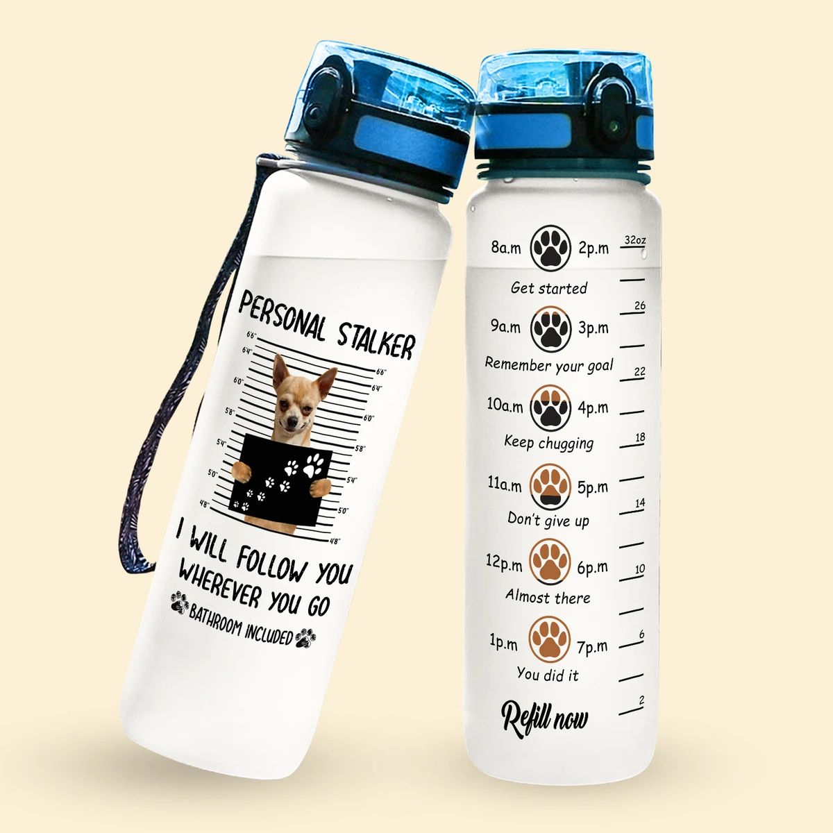 Alohazing 3D Dog Water Tracker Bottle Chihuahua Personal Stalker
