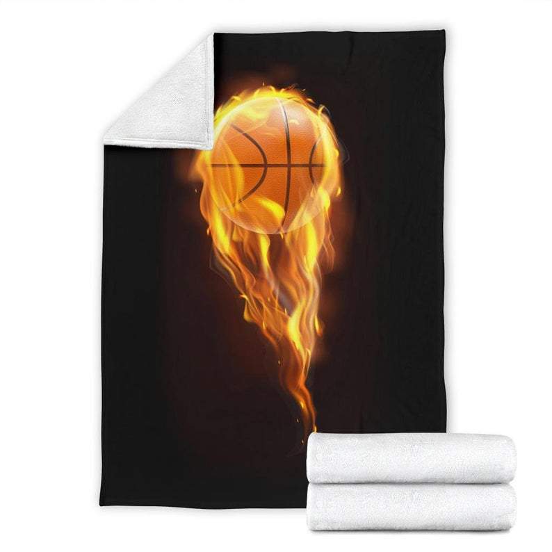 Basketball Black Fire Fleece Blanket Gift For Basketball Lover Birthday Gift Home Decor Bedding Couch Sofa Soft And Comfy Cozy