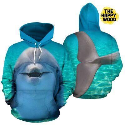 Dolphin Body Print Hoodie Sweatshirt