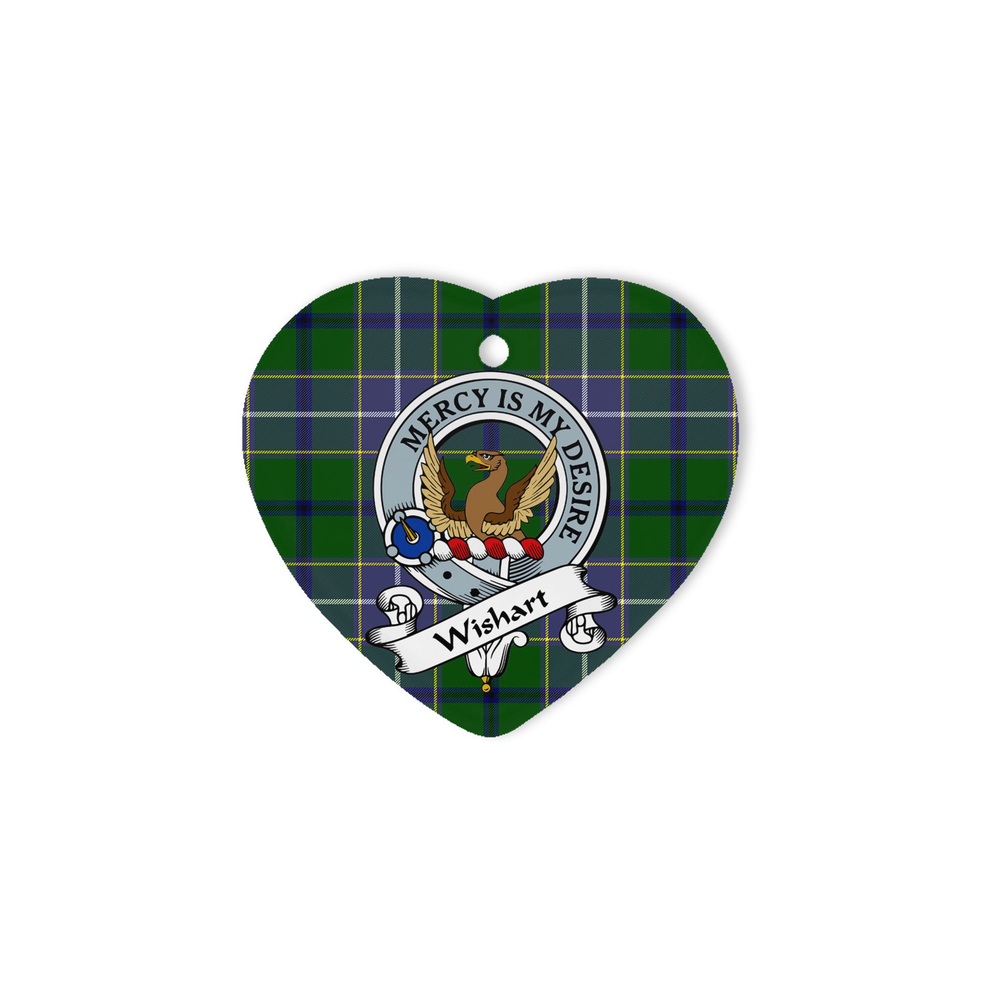 Wishart Scottish Clan Badge Plaid Ornament Gift. Christmas Tree Ornament Wishart Clan Tartan Ornament Great Christmas Ornaments Gift Heart Ornament