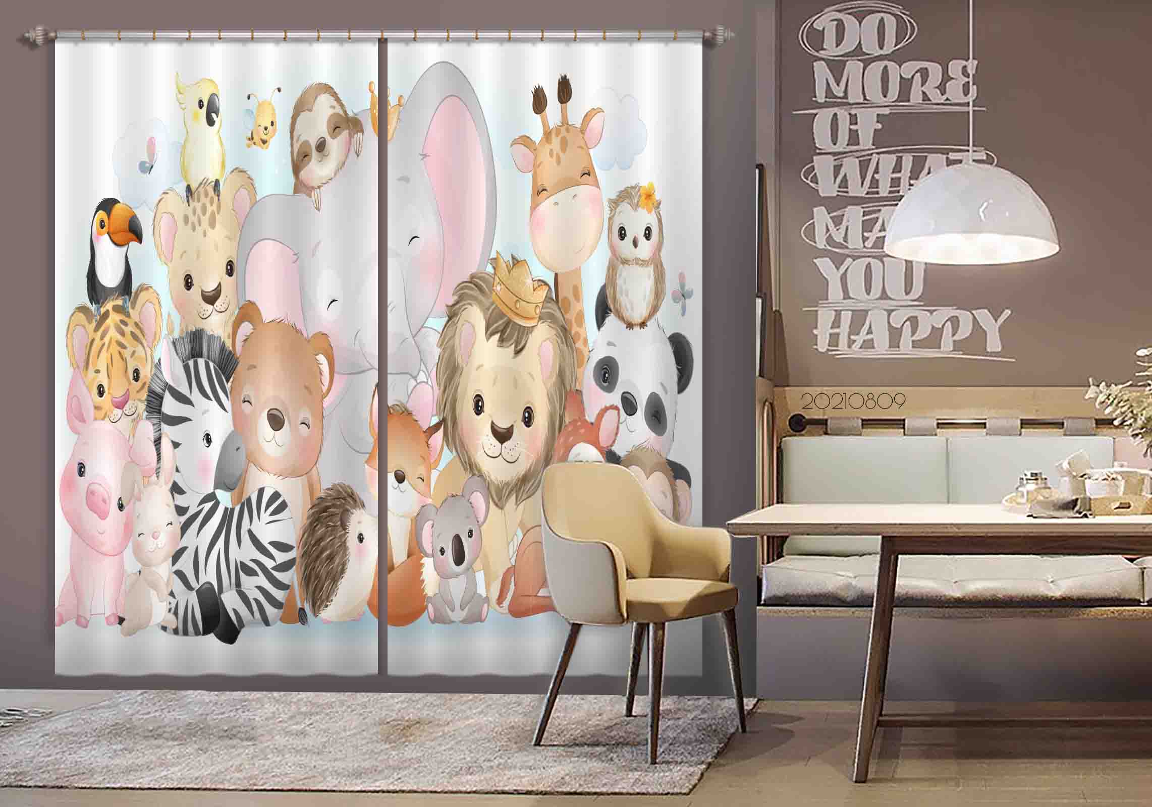 3D Cartoon Animal Cute Curtains And Drapes Lqh 33