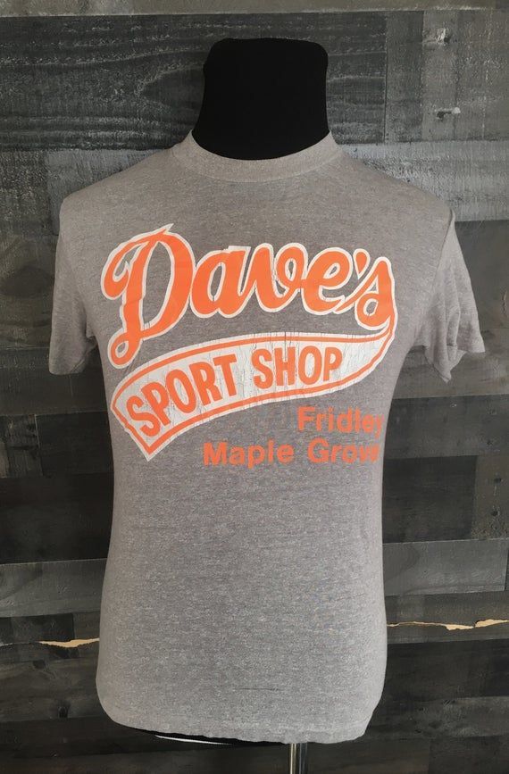 Vintage Dave S Sport Shop Maple Grove Minnesota 1980S Gray Vintage Sports Shirt