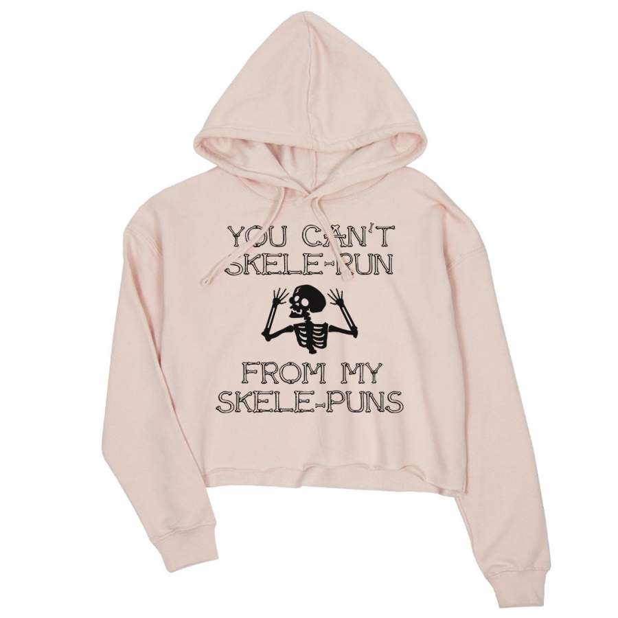 You Can’t Skelerun From My Skelepuns Halloween Womens Crop Hoodie