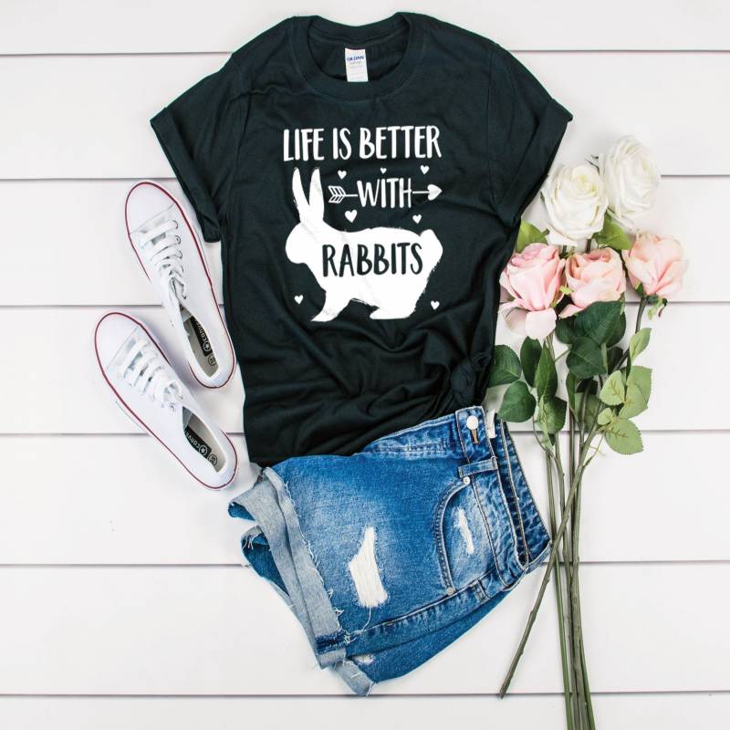 Crushtee Rabbit Girl T Shirt Life Is Better With Rabbits Shirt Rabbit Gift Rabbits Kids Shirt Rabbit Lover Gift Rabbit Shirt Rabbit Youth Long Sleeve Hoodie