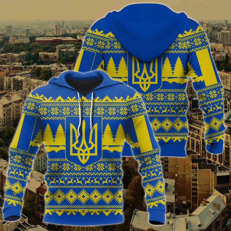 Ukraine Ugly Christmas V2 All Over Print Hoodies