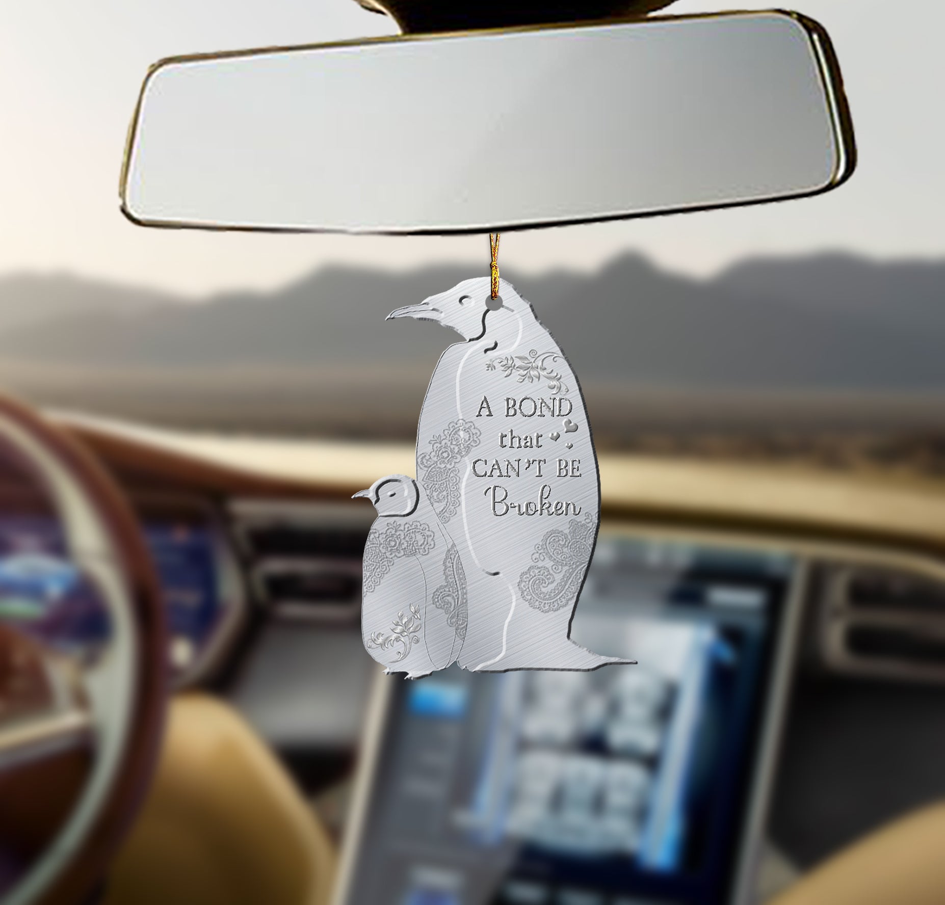 Fun Car Decor Penguin A bond that can’t be broken 2-Sided Mica Custom Shaped Ornament