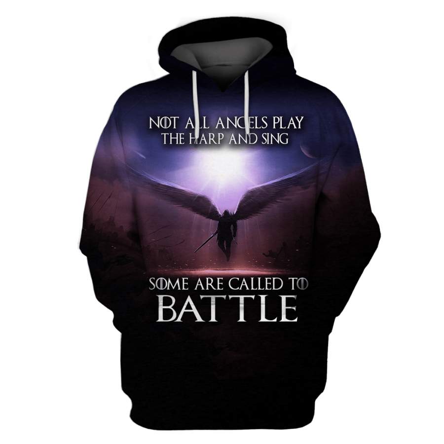 Knight templar not all angels play the harp and sing some are called to battle hoodie 3d full printing