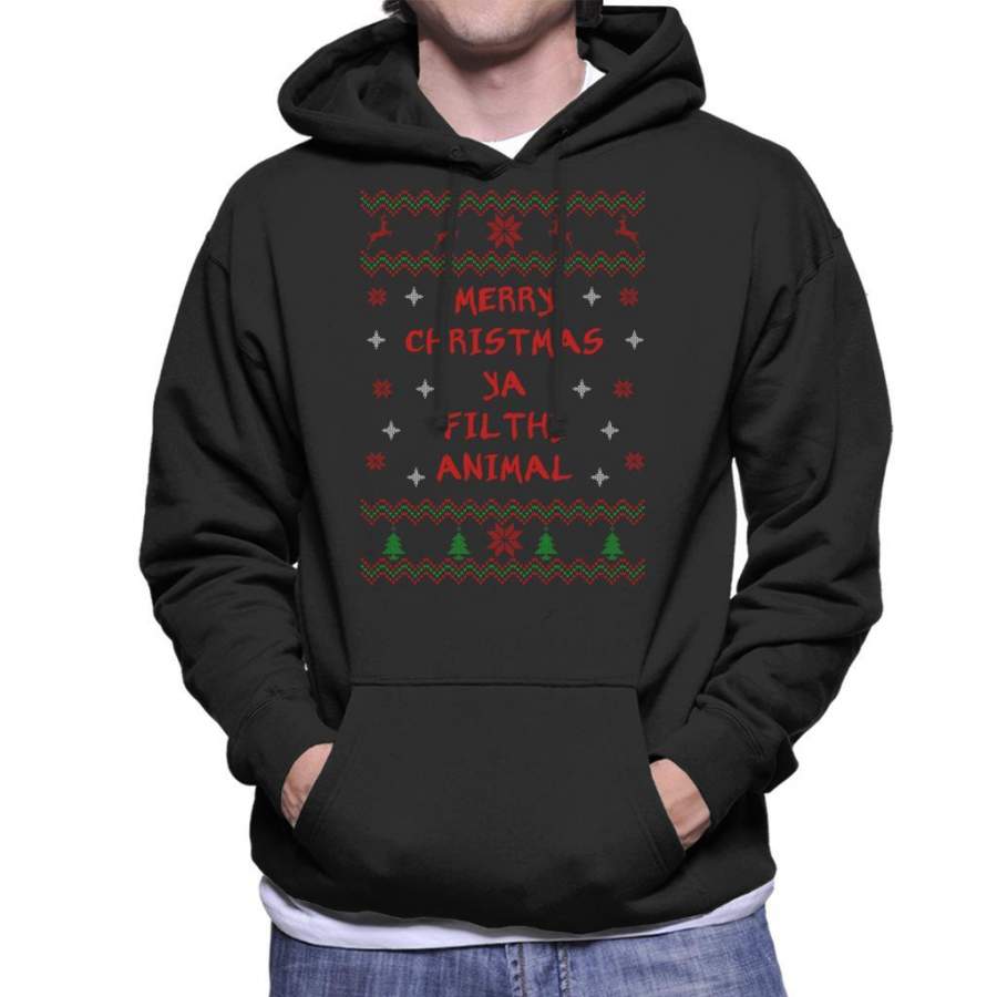 Merry Christmas Ya Filthy Animal Home Alone Knit Men’s Hooded Sweatshirt