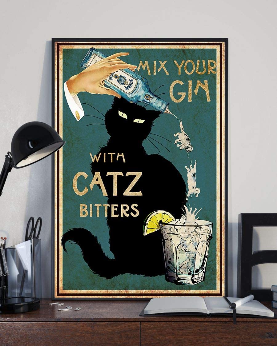 mix-your-gin-with-catz-bitters-black-cat-poster-storeodon-store