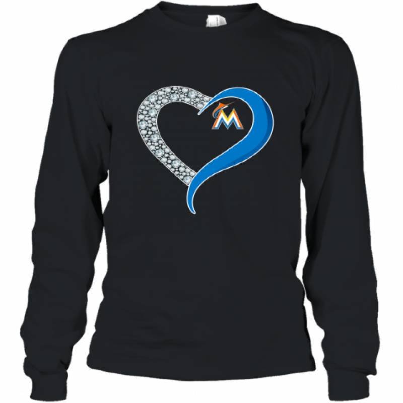 Diamond Miami Marlins Heart shirt Long Sleeve T-Shirt