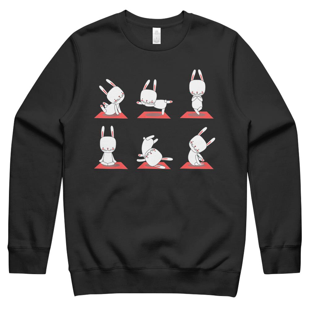 Bunny Yoga Funny Rabbits In Yoga Poses Easter Essential Crewneck Sweatshirt