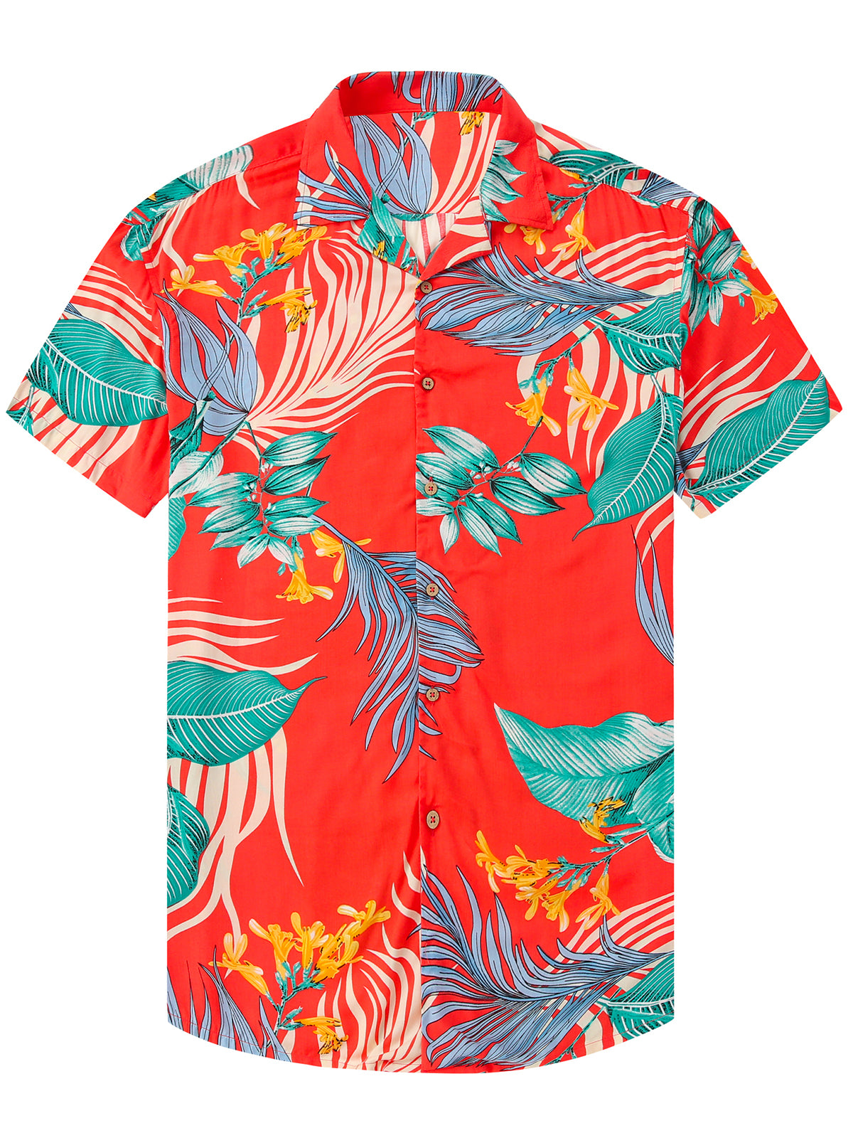 Summer Red Hawaii Tropical Short Sleeve Aloha Shirt Ha75077