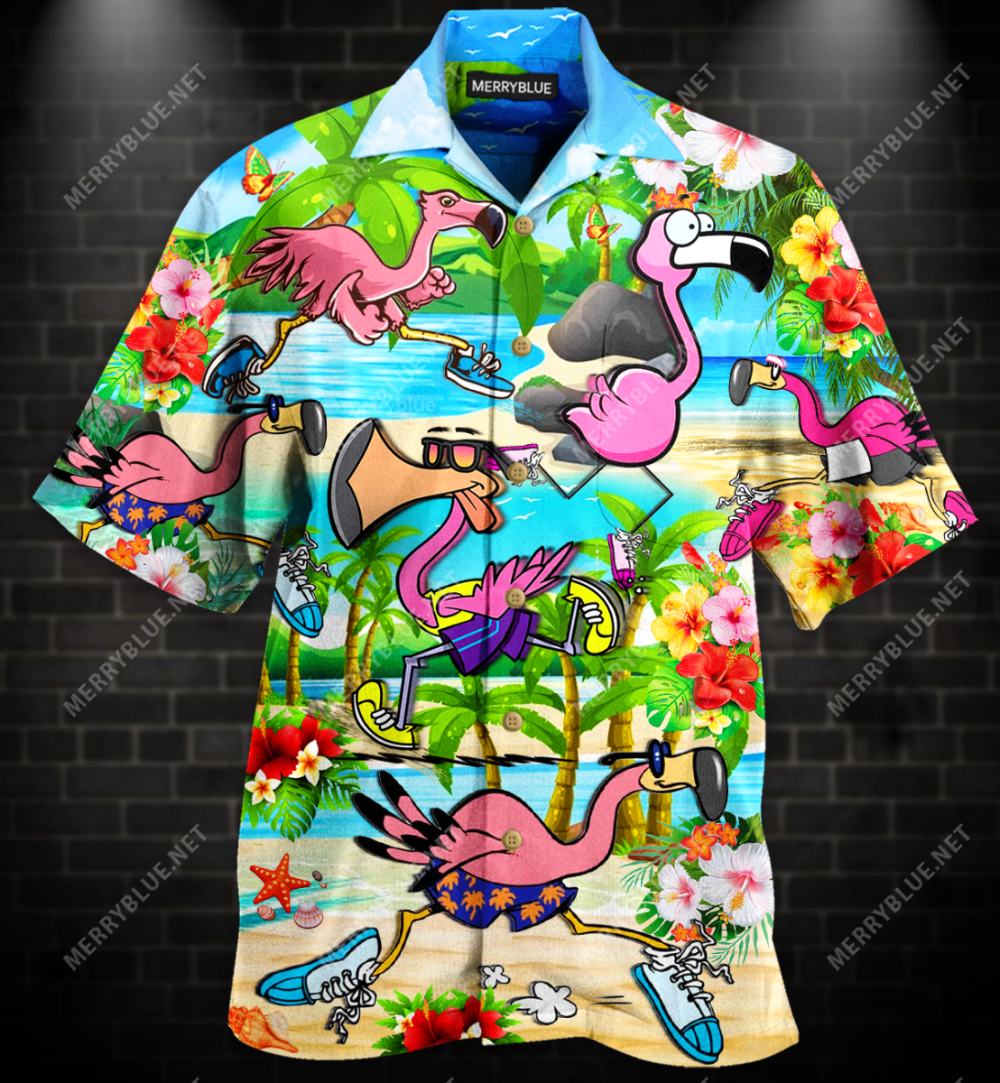 The Running Flamingoes Unisex Hawaiian Shirt