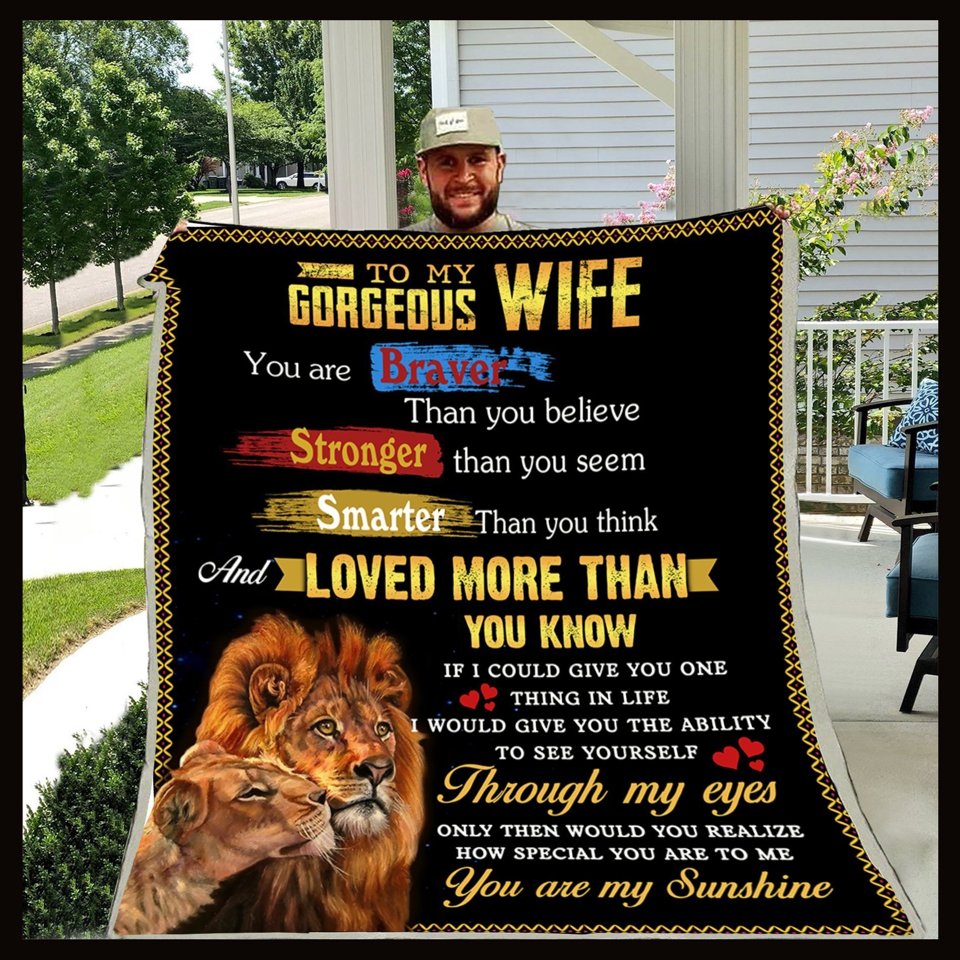 To My Wife – You Are Braver Couple Lion Blanket