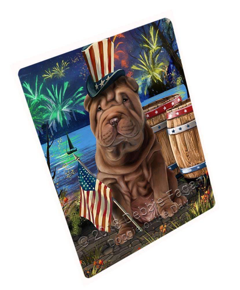 4Th Of July Independence Day Fireworks Shar Pei Dog At The Lake Blanket Blnkt77088