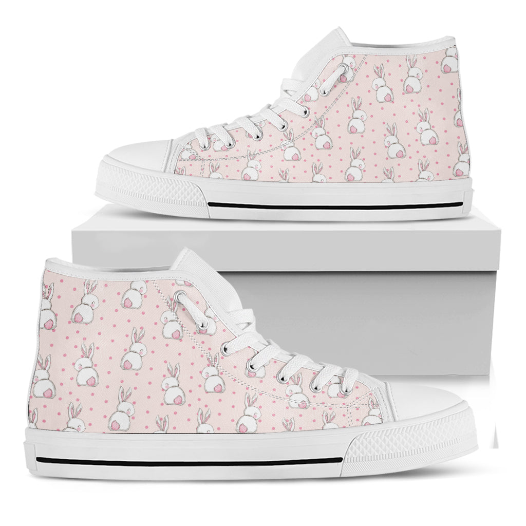 Cute Rabbit Pattern Print White High Top Shoes