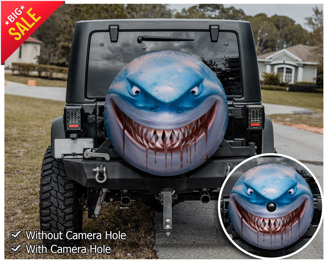 Creepy Smiling Shark Spare Tire Cover #L