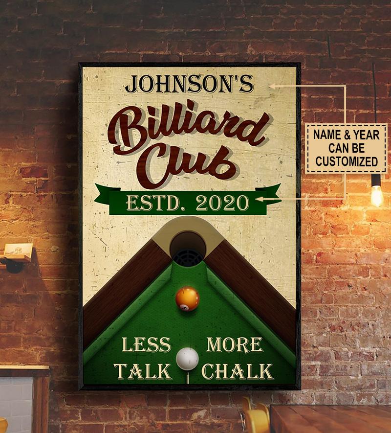 Aeticon Gifts Personalized Billiard Club Less Talk More Chalk Canvas Mom Dad Gift Home Decor