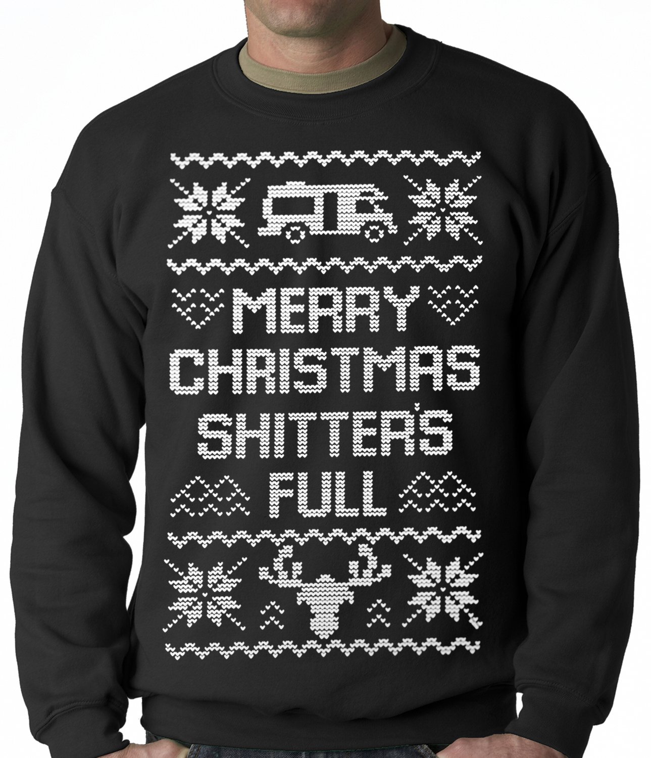 Ugly Christmas Sweater – Merry Christmas Shitters Full Ugly Adult Crewneck