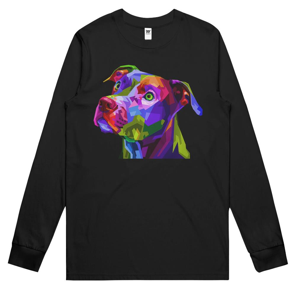 American Pitbull Terrier Pop Art Portrait For Dog Owners Long Sleeve T Shirts