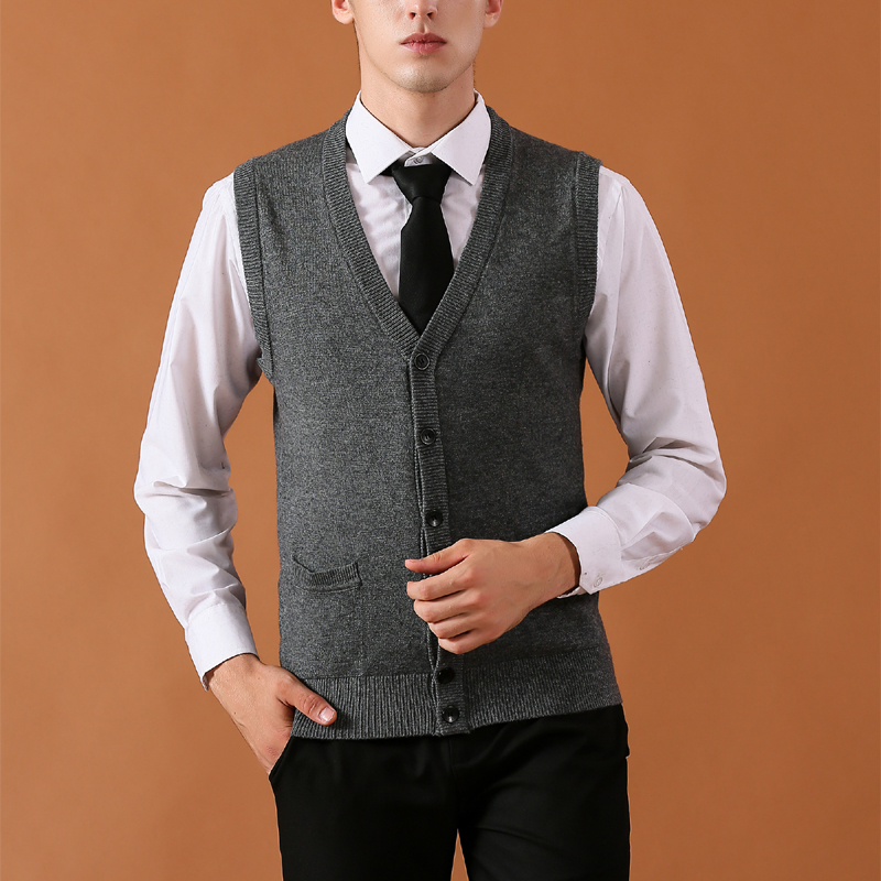 Vest Male High Quality Autumn Spring Business Sweaters Vests Sleeveless Cardigans Sweater Vest Knitted Oversize Wool Men Clothes alx