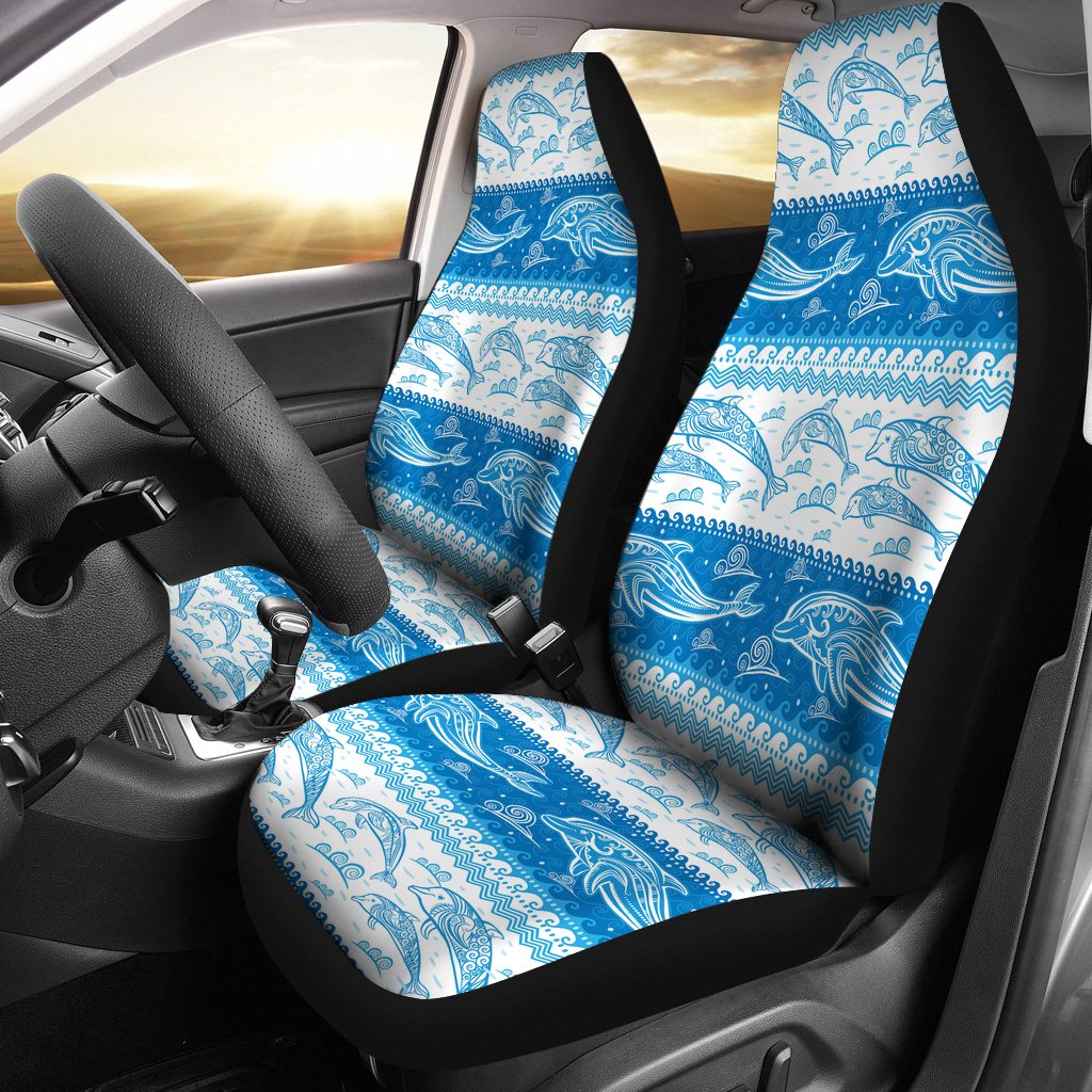 Dolphin Tribal Pattern Ethnic Motifs Universal Fit Car Seat Covers